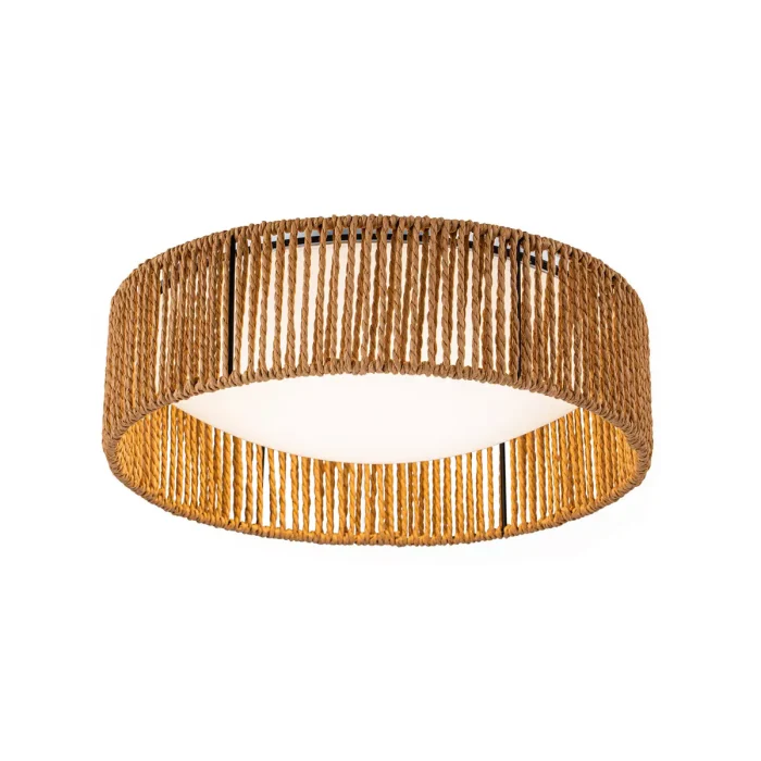 14.25in. LED Rattan Flush mount with Color Changing - Image 1